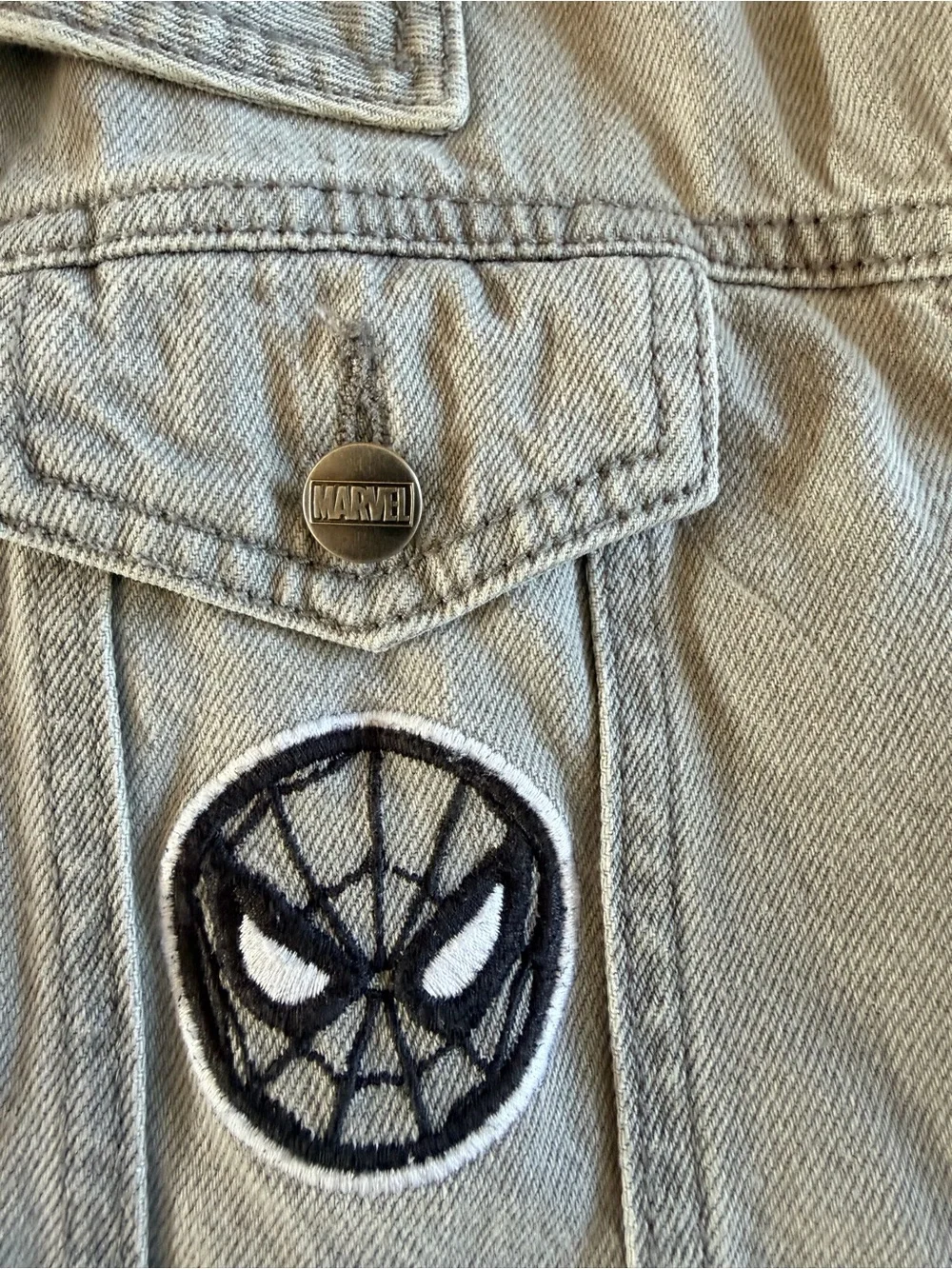 Marvel Amazing Spider-Man Kids Denim Jacket Size 6 Light Jean Jacket Superhero